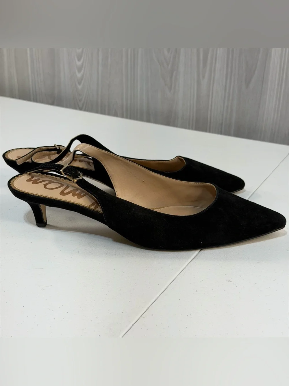 Sam Edelman Ludlow Suede Black Kitten Heels Pointed Toe Sling back Women’s 9.5